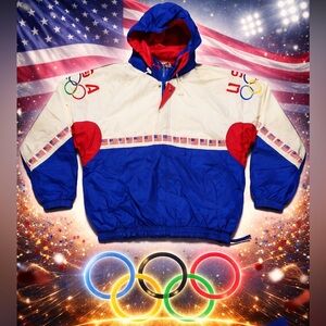 USA Olympic Colorblock Windbreaker Jacket - Red, White & Blue